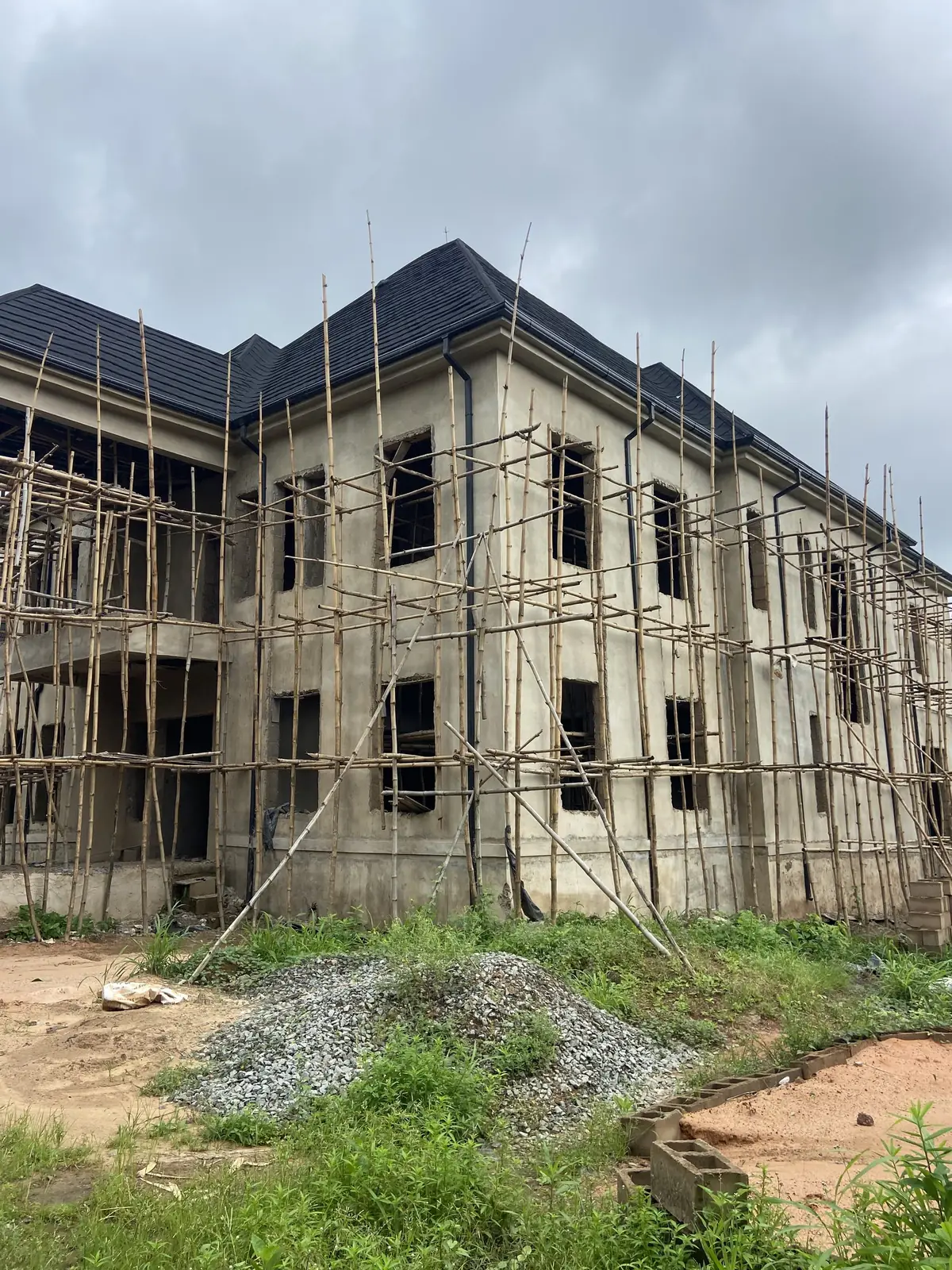 Structure complete, external plastering in progress