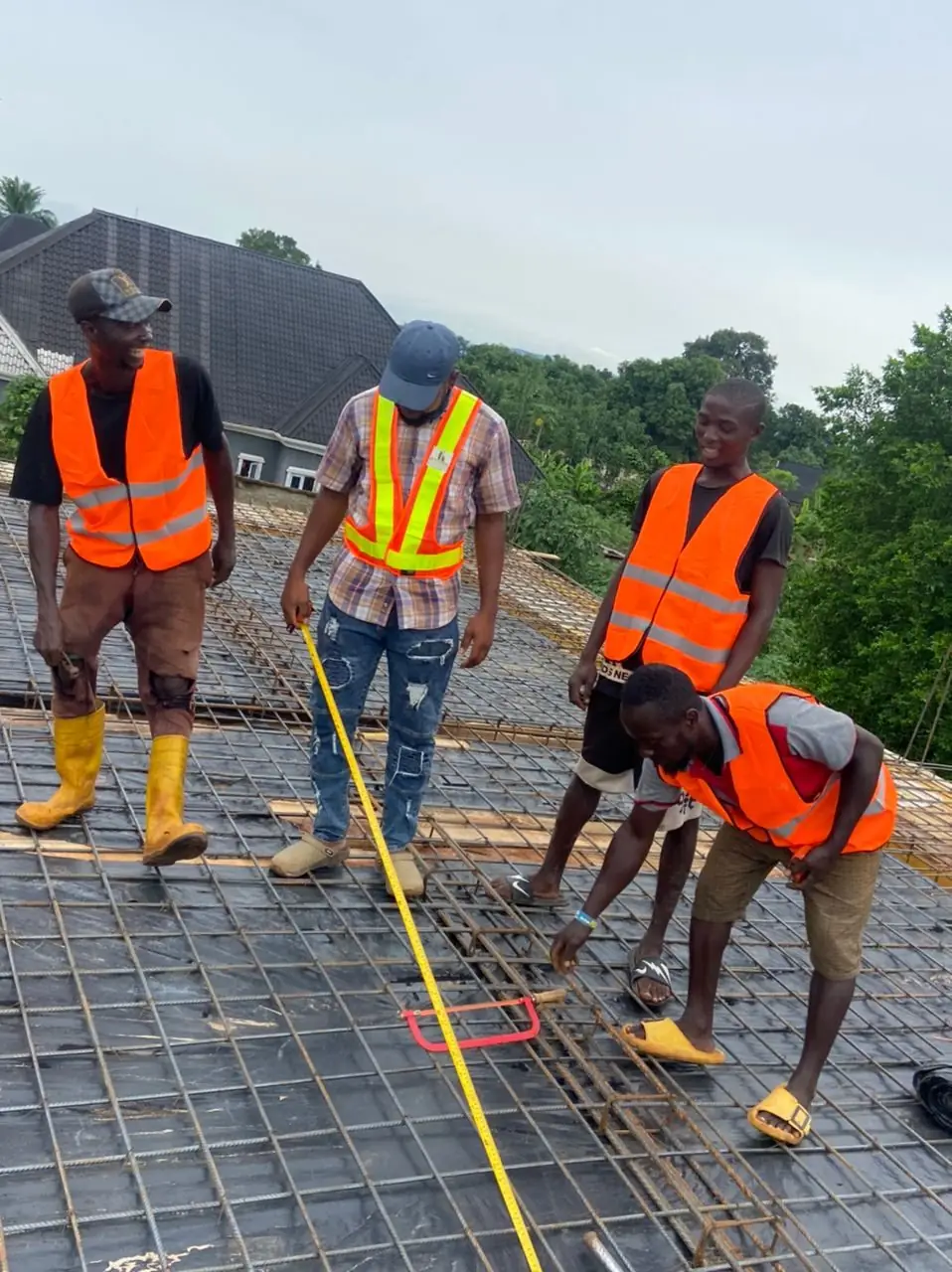 Akeyville crew setting out reinforcement on a slab
